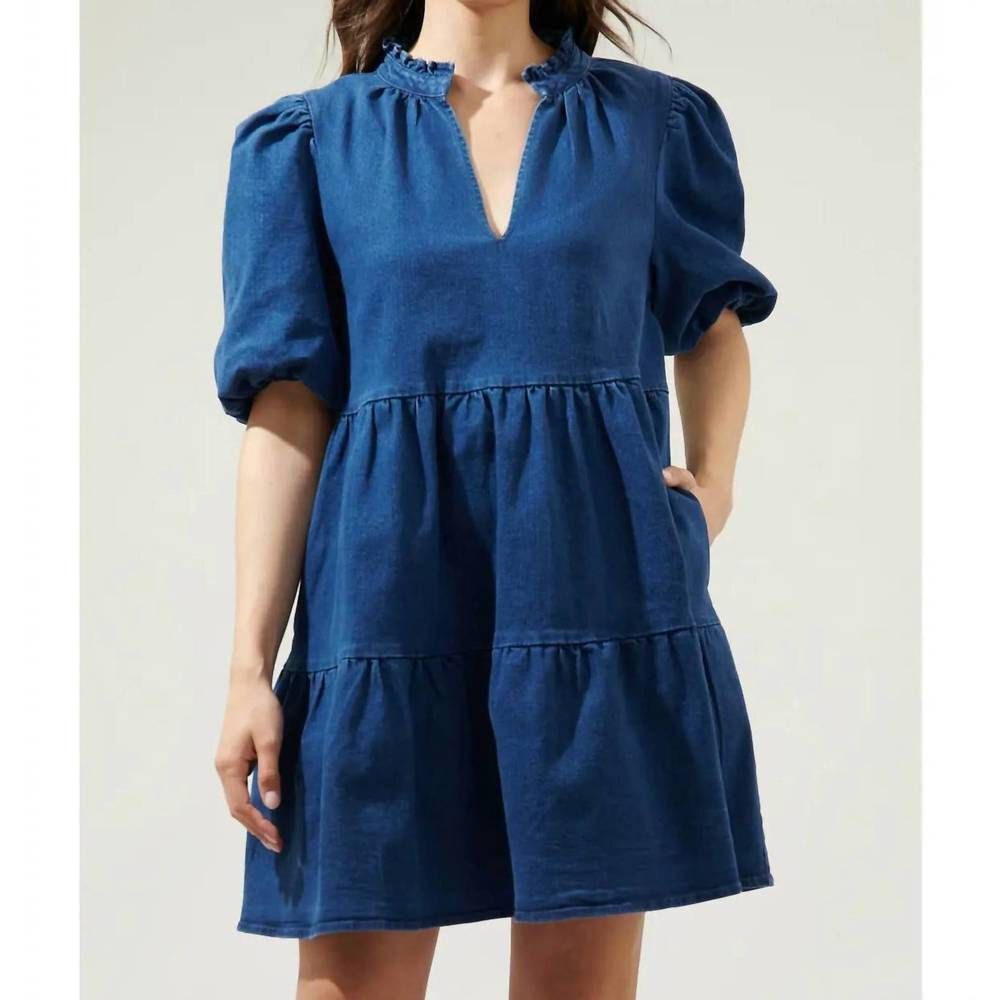 SugarLips Aura Jacey Babydoll Denim Mini Dress size Medium